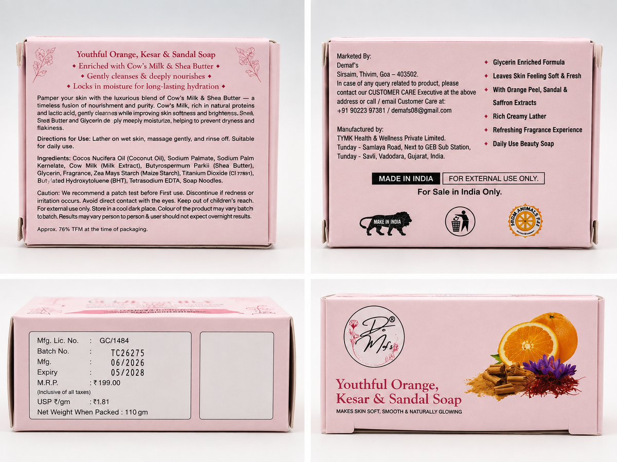 Demaf's Youthful Orange, Kesar & Sandal Soap.