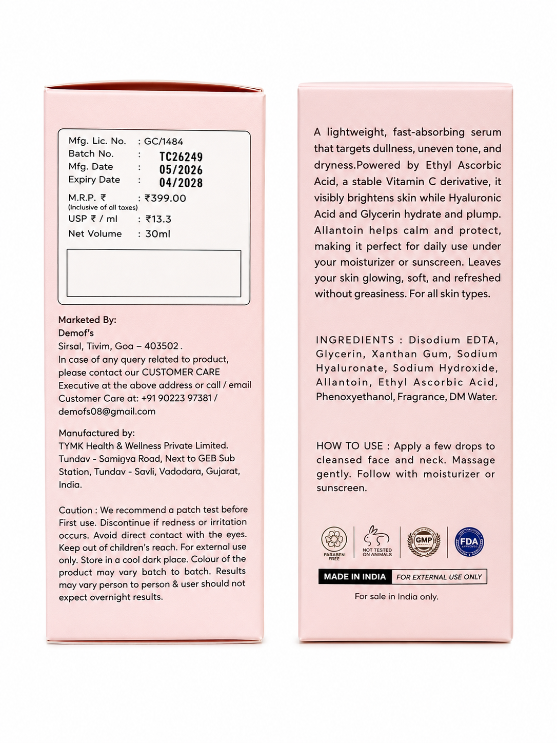 Demaf’s Professional Face Serum - 5% Ethyl Ascorbic Acid